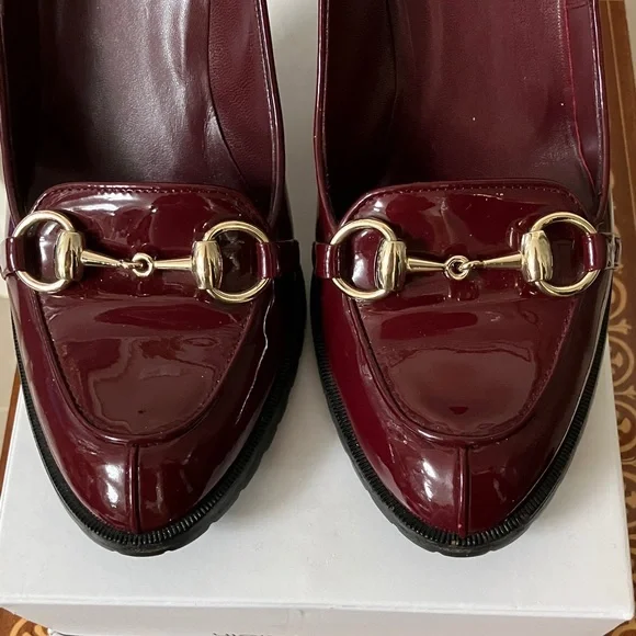 Gucci 8 Burgundy Patent Leather Heels Horsebit - Picture 3 of 11